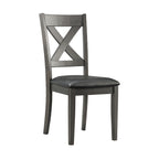 Alex-Grey-60""-7-PC-Dining-Set-(Grey-Table-with-Black-PU-Seat)
