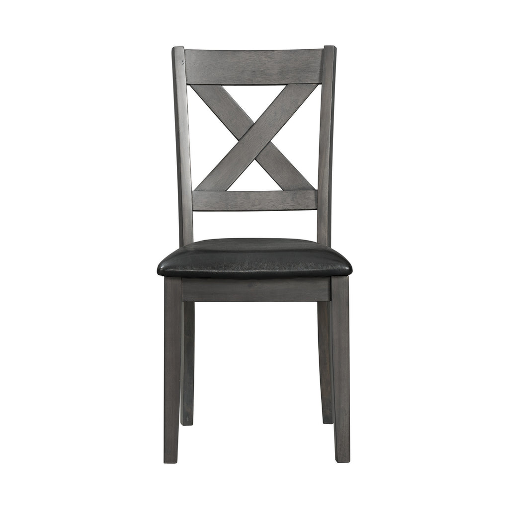 Alex-Grey-60""-7-PC-Dining-Set-(Grey-Table-with-Black-PU-Seat)