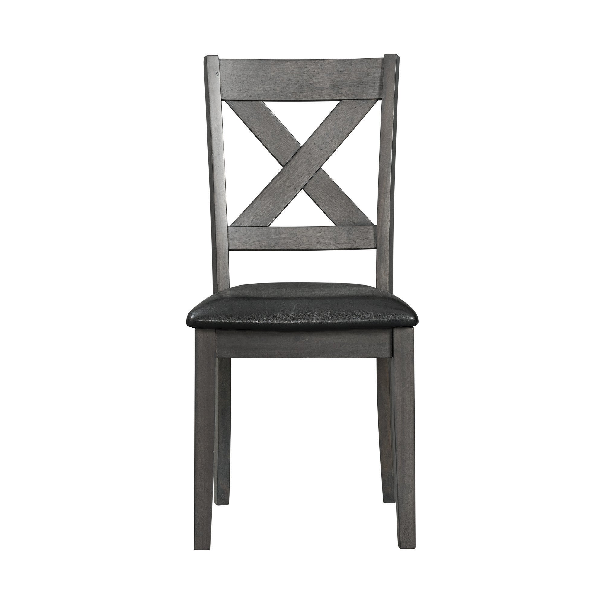 Alex-Grey-60""-7-PC-Dining-Set-(Grey-Table-with-Black-PU-Seat)