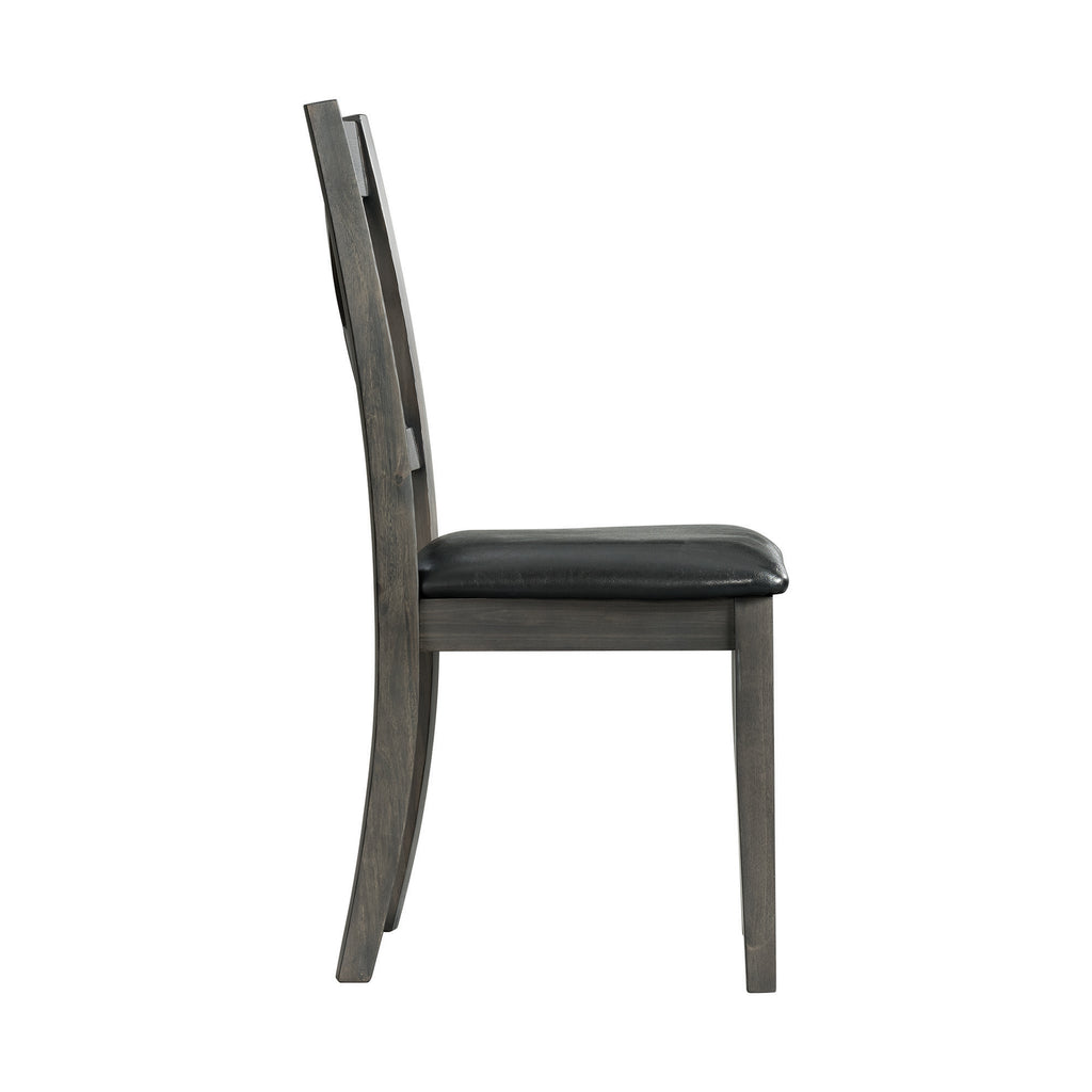 Alex-Grey-60""-7-PC-Dining-Set-(Grey-Table-with-Black-PU-Seat)