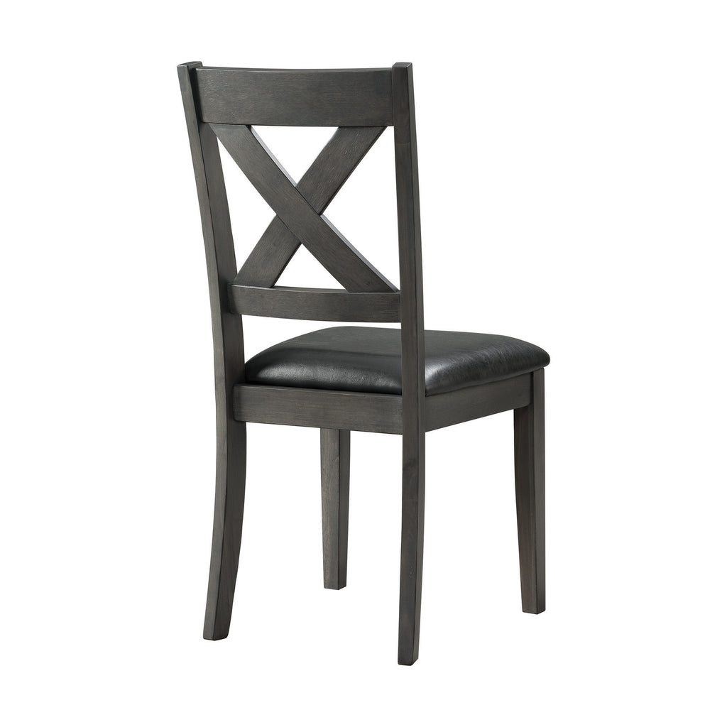 Alex-Grey-60""-7-PC-Dining-Set-(Grey-Table-with-Black-PU-Seat)