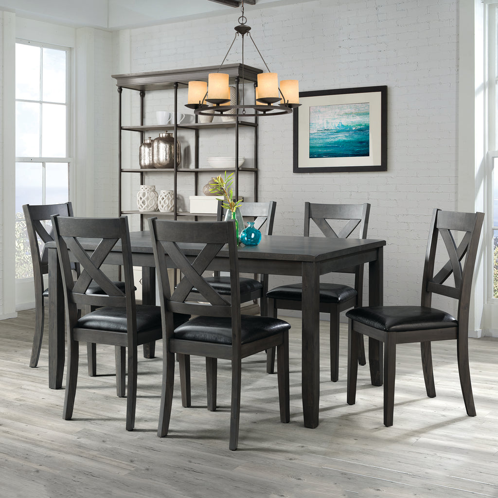 Alex-Grey-60""-7-PC-Dining-Set-(Grey-Table-with-Black-PU-Seat)