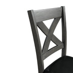 Alex-Grey-60""-7-PC-Dining-Set-(Grey-Table-with-Black-PU-Seat)