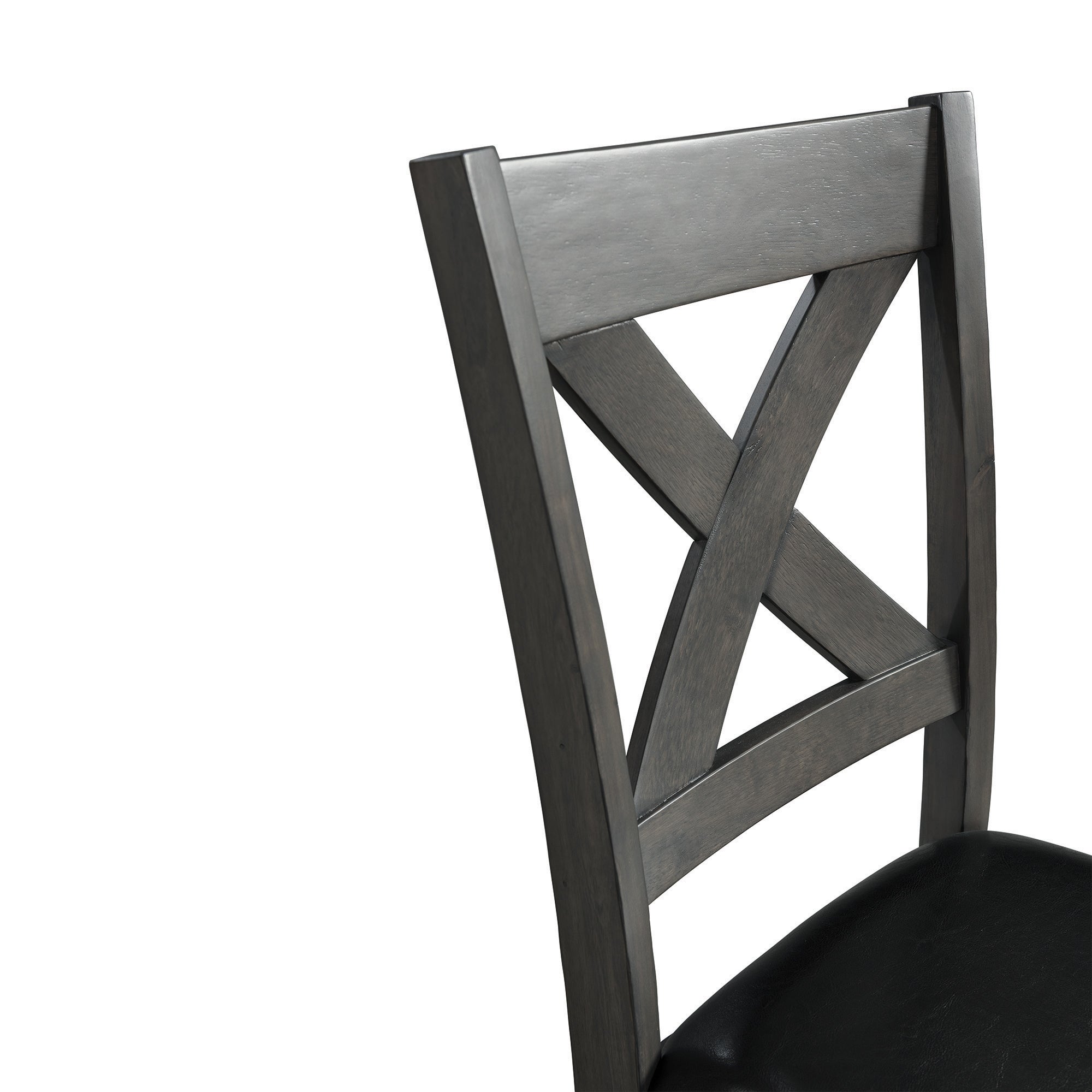 Alex-Grey-60""-7-PC-Dining-Set-(Grey-Table-with-Black-PU-Seat)