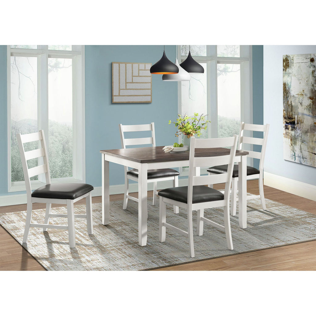 Martin-5-Pc-Dining-set-(Dark-Brown-Top---White-Base)