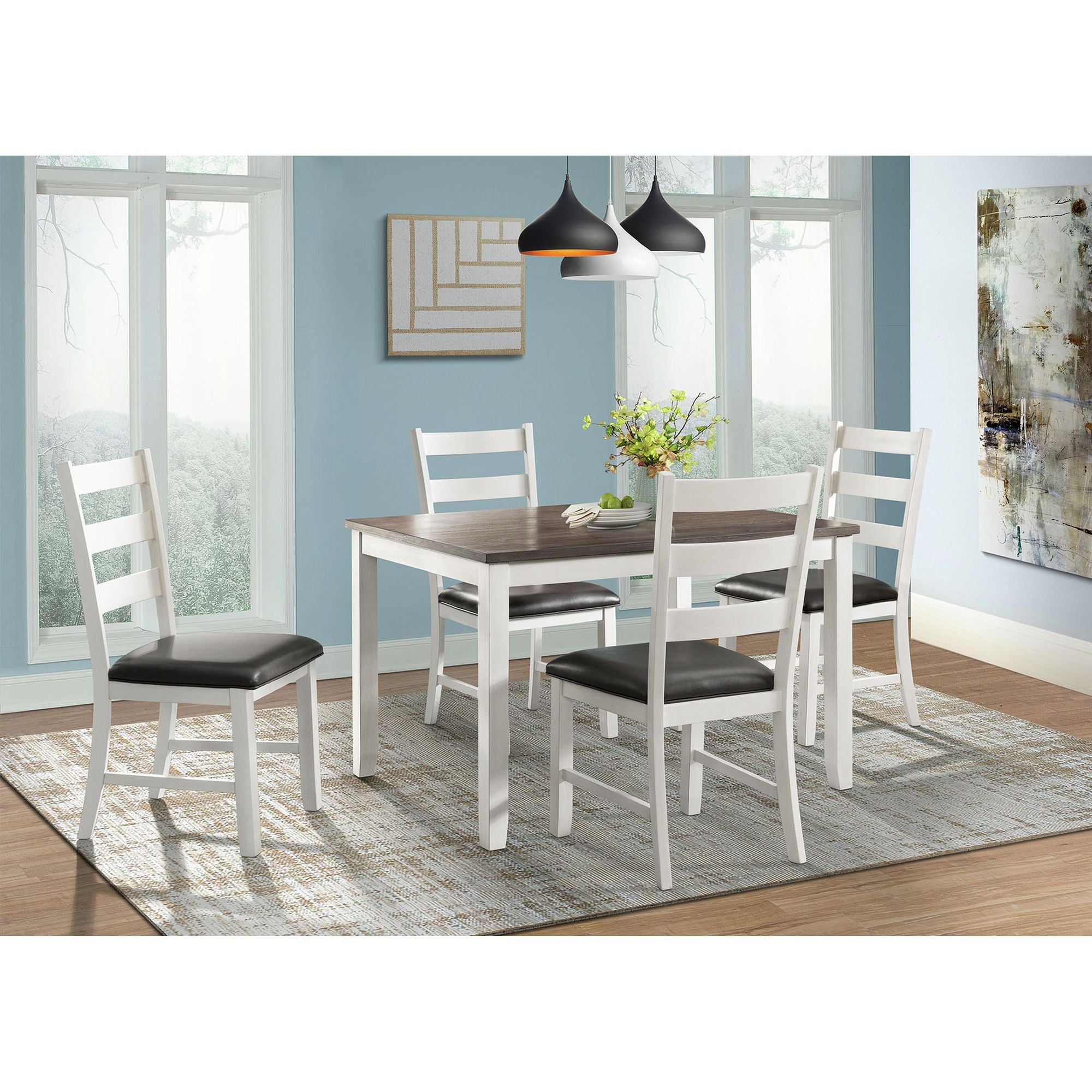 Martin-5-Pc-Dining-set-(Dark-Brown-Top---White-Base)