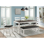 Martin-6-Pc-Dining-set-(Table+-4-+-Bench)-(Dark-Brown-Top---White-Base)