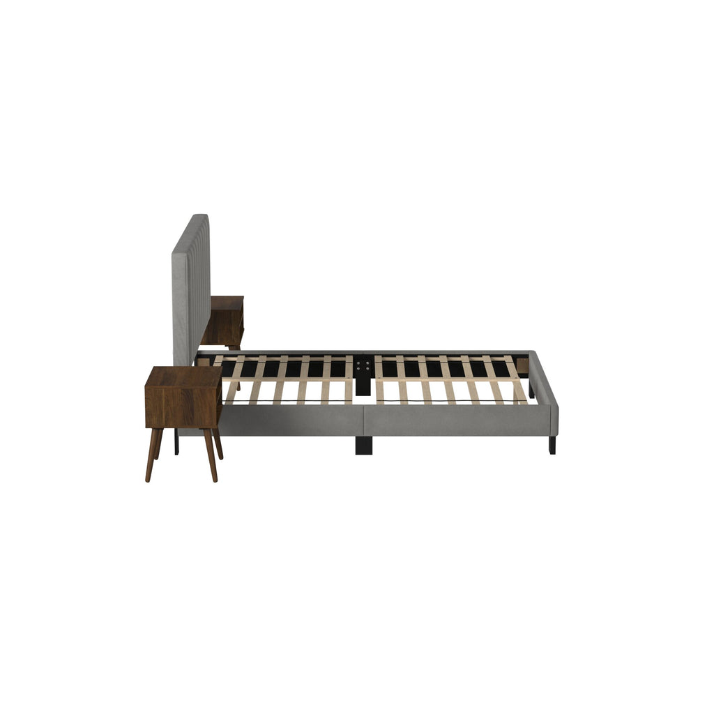 Coyote-King-Bed-W/Carroll-Grey-w/Two-End-Table-(3A-Packing)