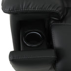 Black leather recliner with cup holder on a white background