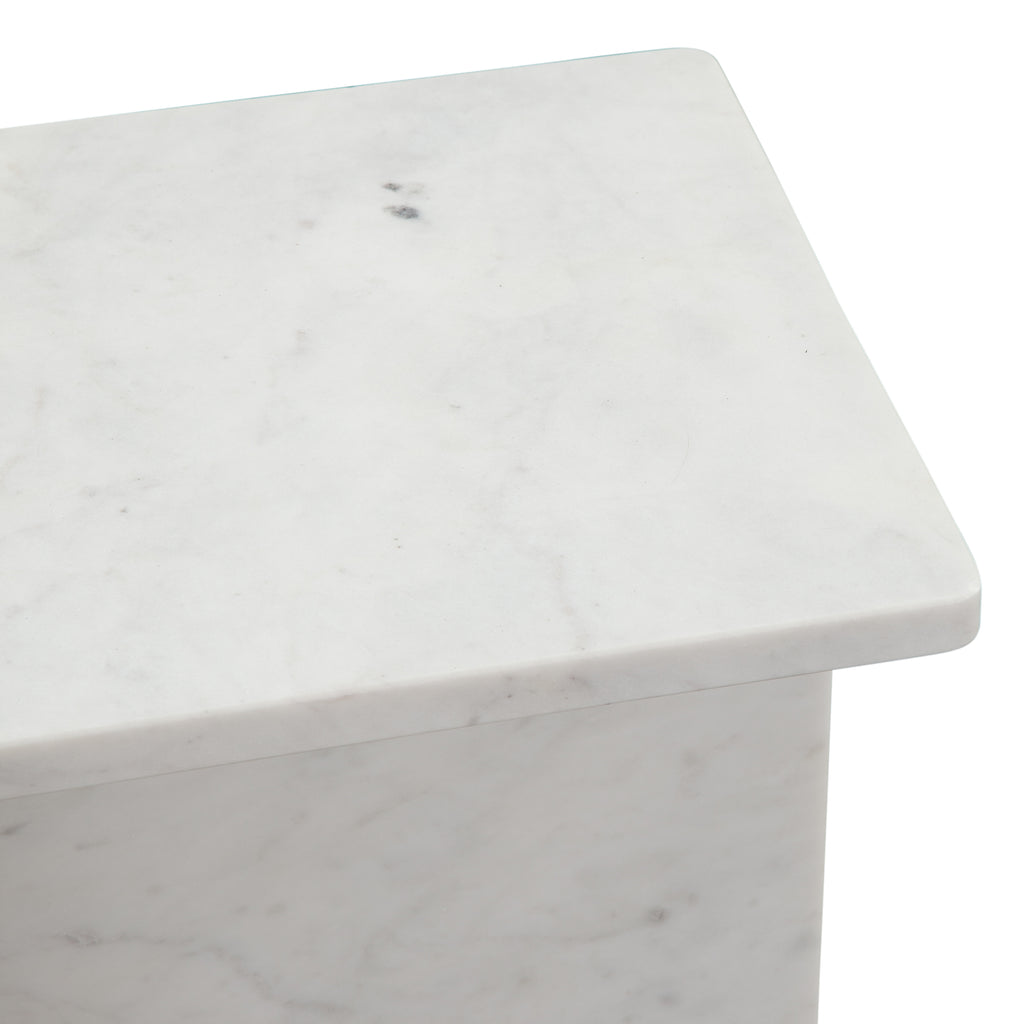 Irma I-Beam White Marble End Table