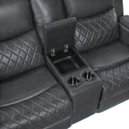 Luna Charcoal Power Console Loveseat