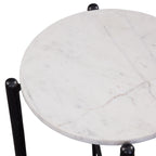 Loxie White Marble Top Round End Table