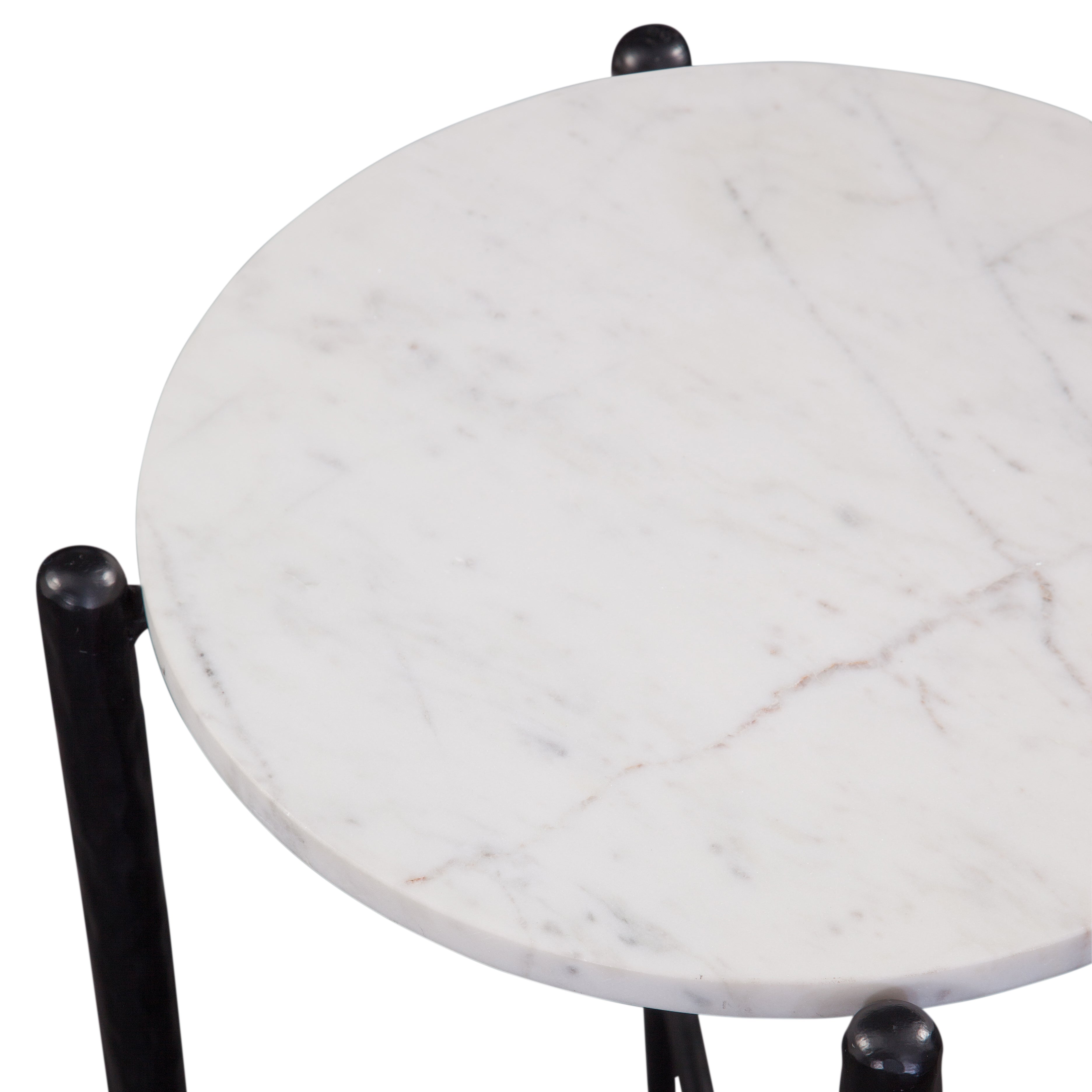 Loxie White Marble Top Round End Table