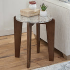 Shavon Brown Marble Top Round End Table