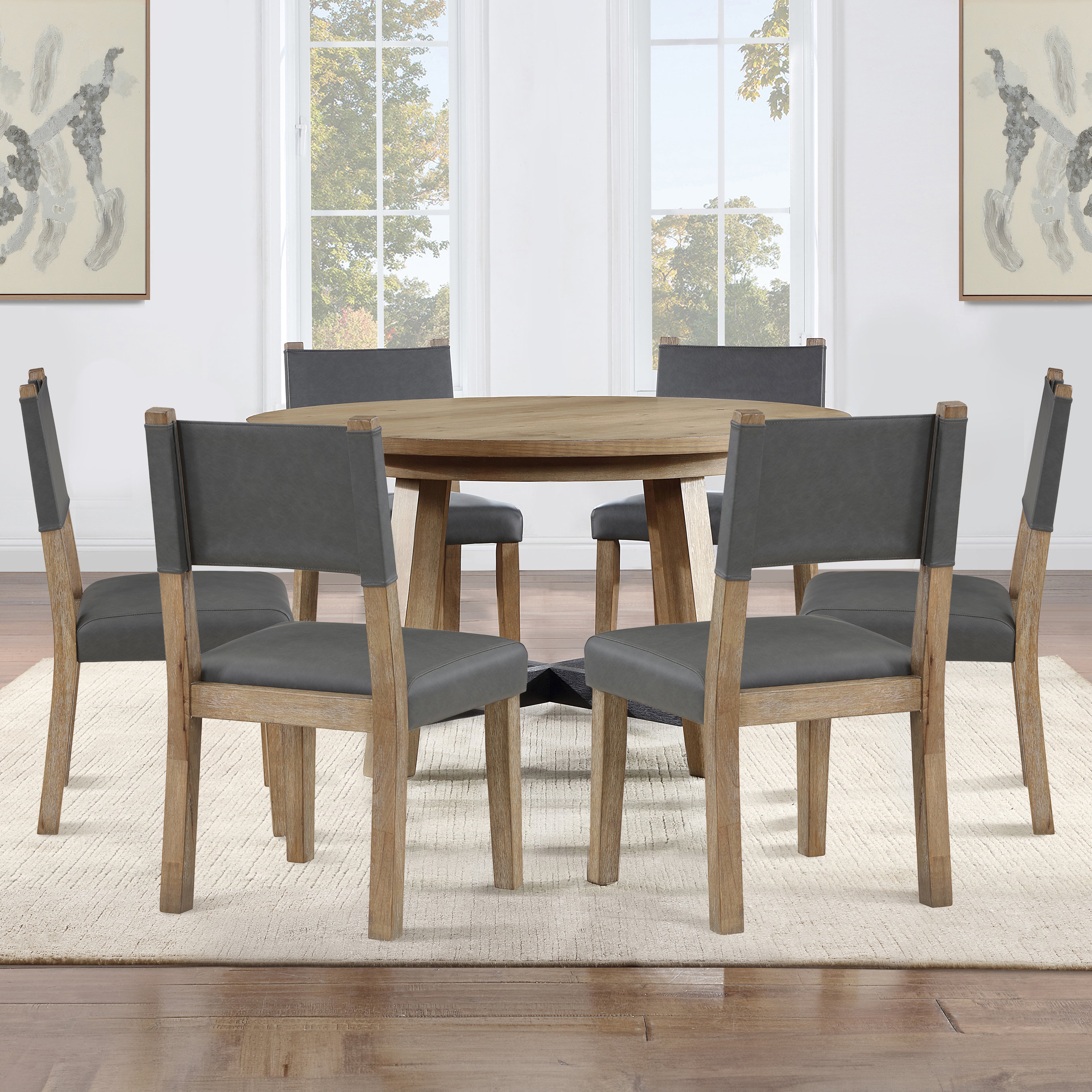 Aubrey Brown 7pc Round Dining Set