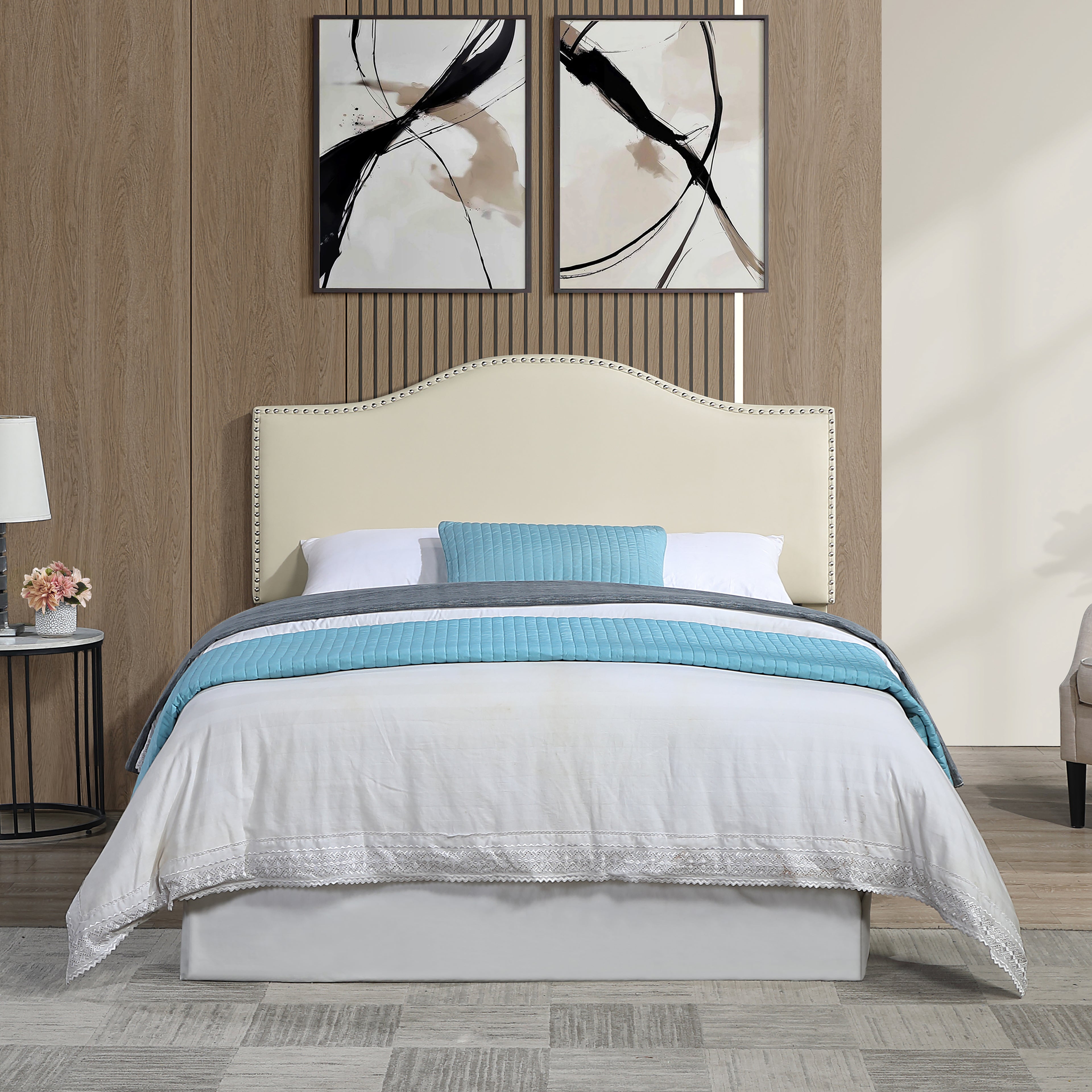 Zoe Cream PU Leather Queen/Full Headboard