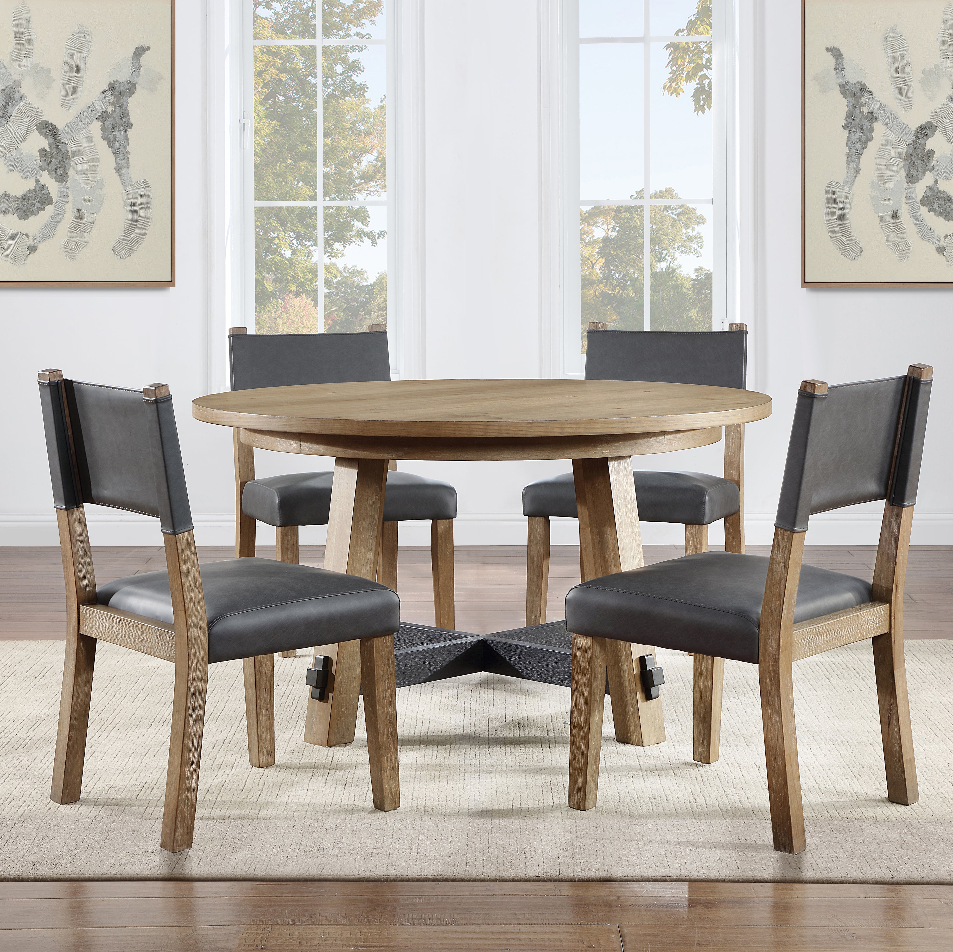 Aubrey Brown 5pc Round Dining Set