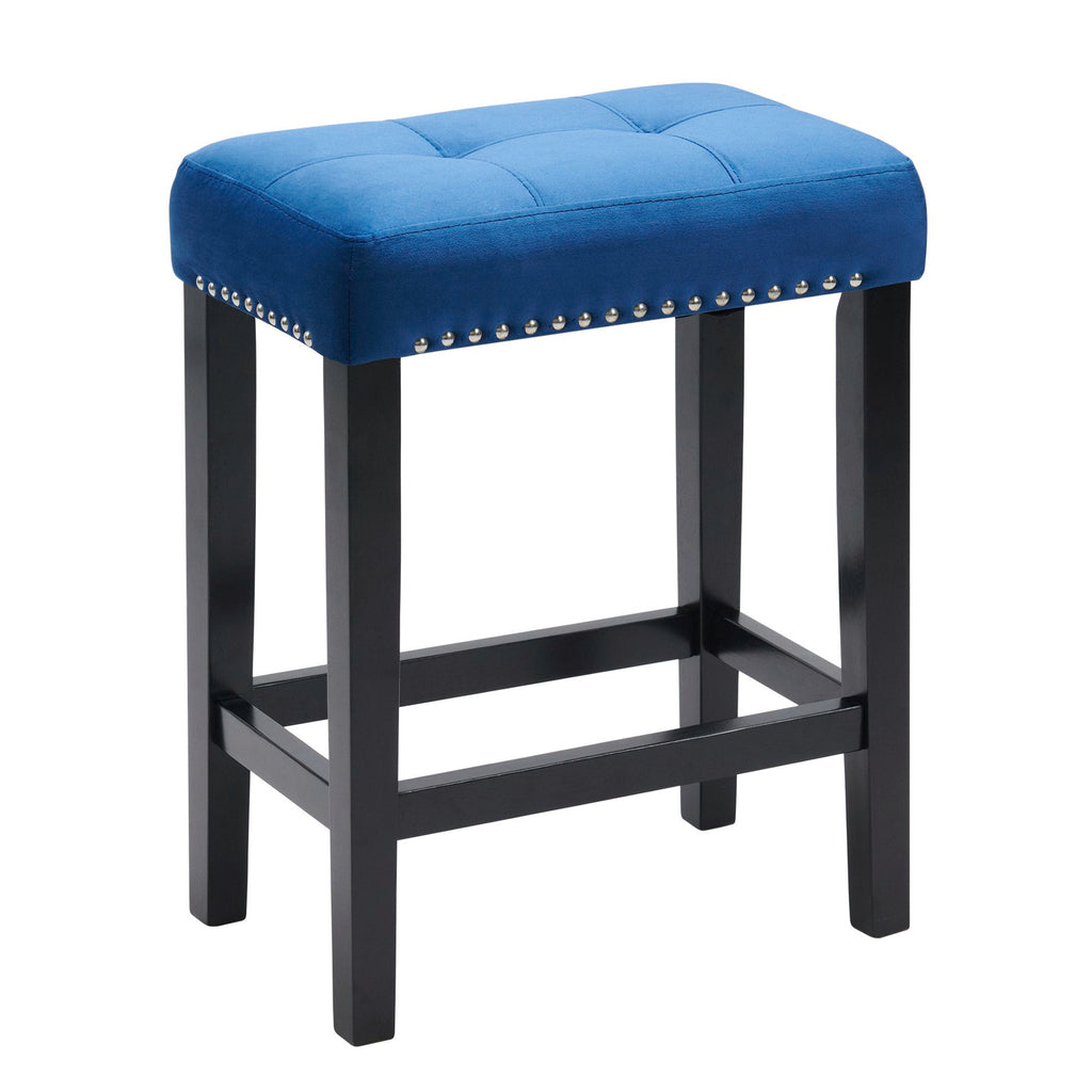 Marco-Bar-Table-Set-Single-Pack-in-White-Top-(Table-+-3-Stool-in-Blue-Velvet)