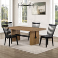 Aubrey Brown Rect Table + 4 Vaughn Black