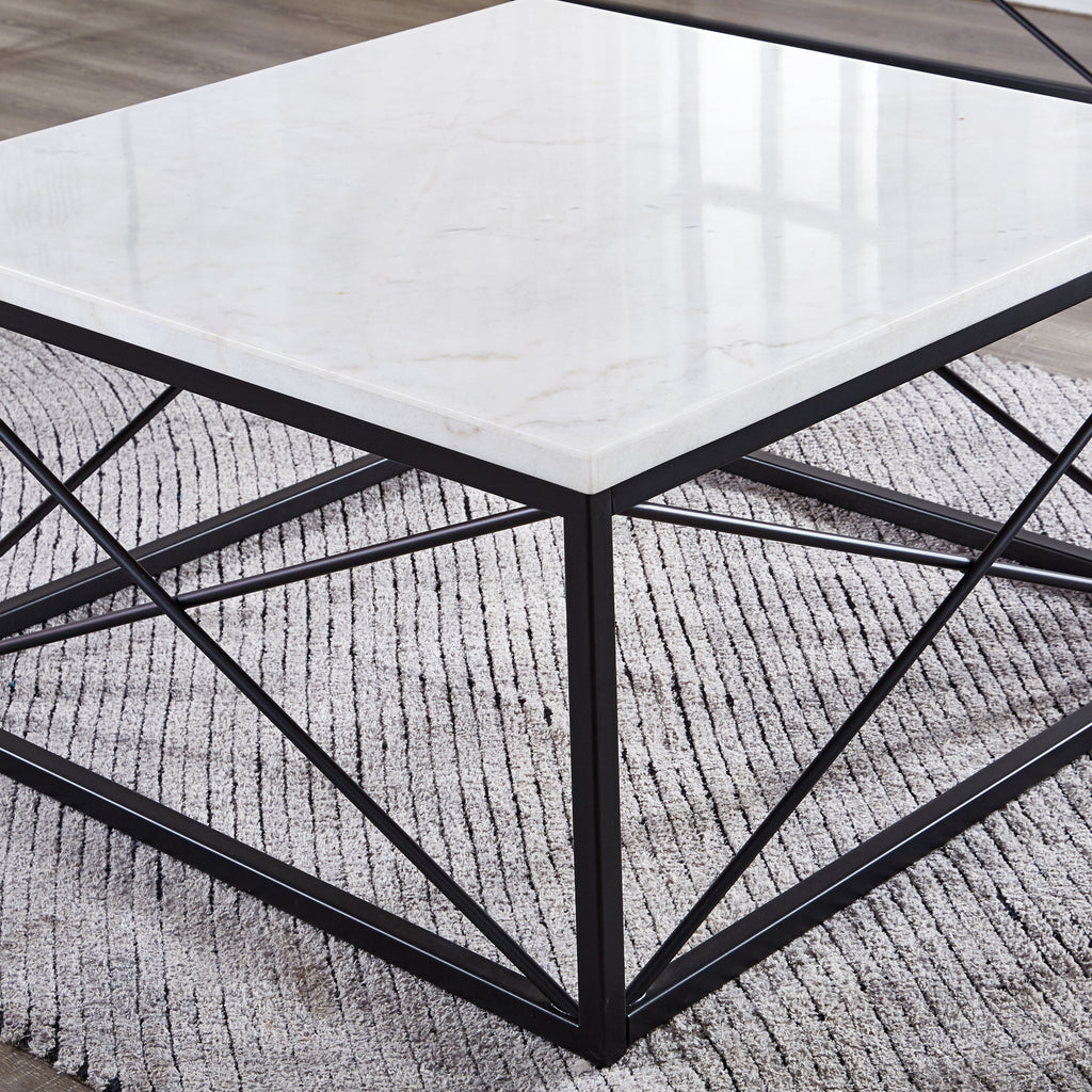 Skyler White Marble Top Square Cocktail