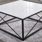 Skyler White Marble Top Square Cocktail