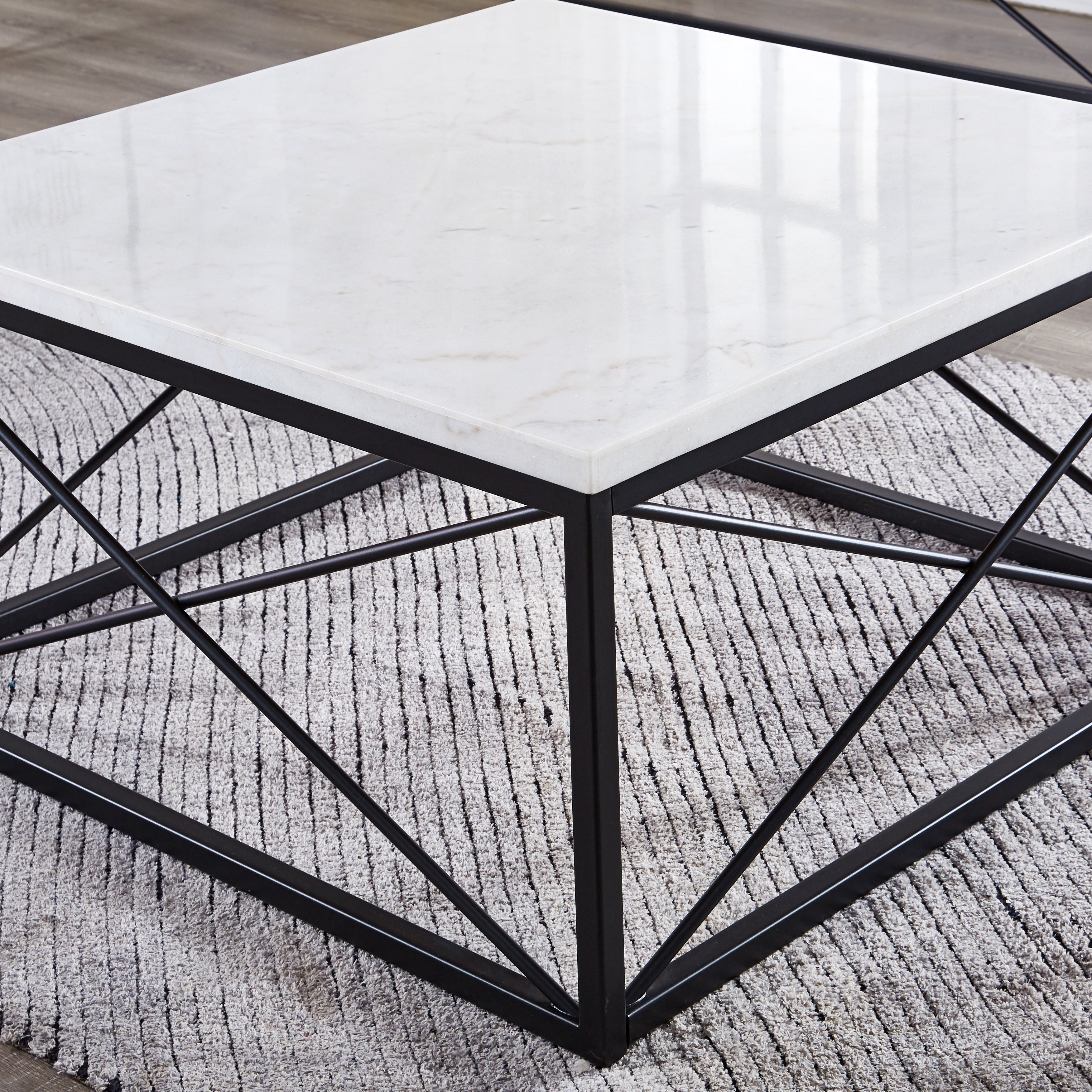 Skyler White Marble Top Square Cocktail