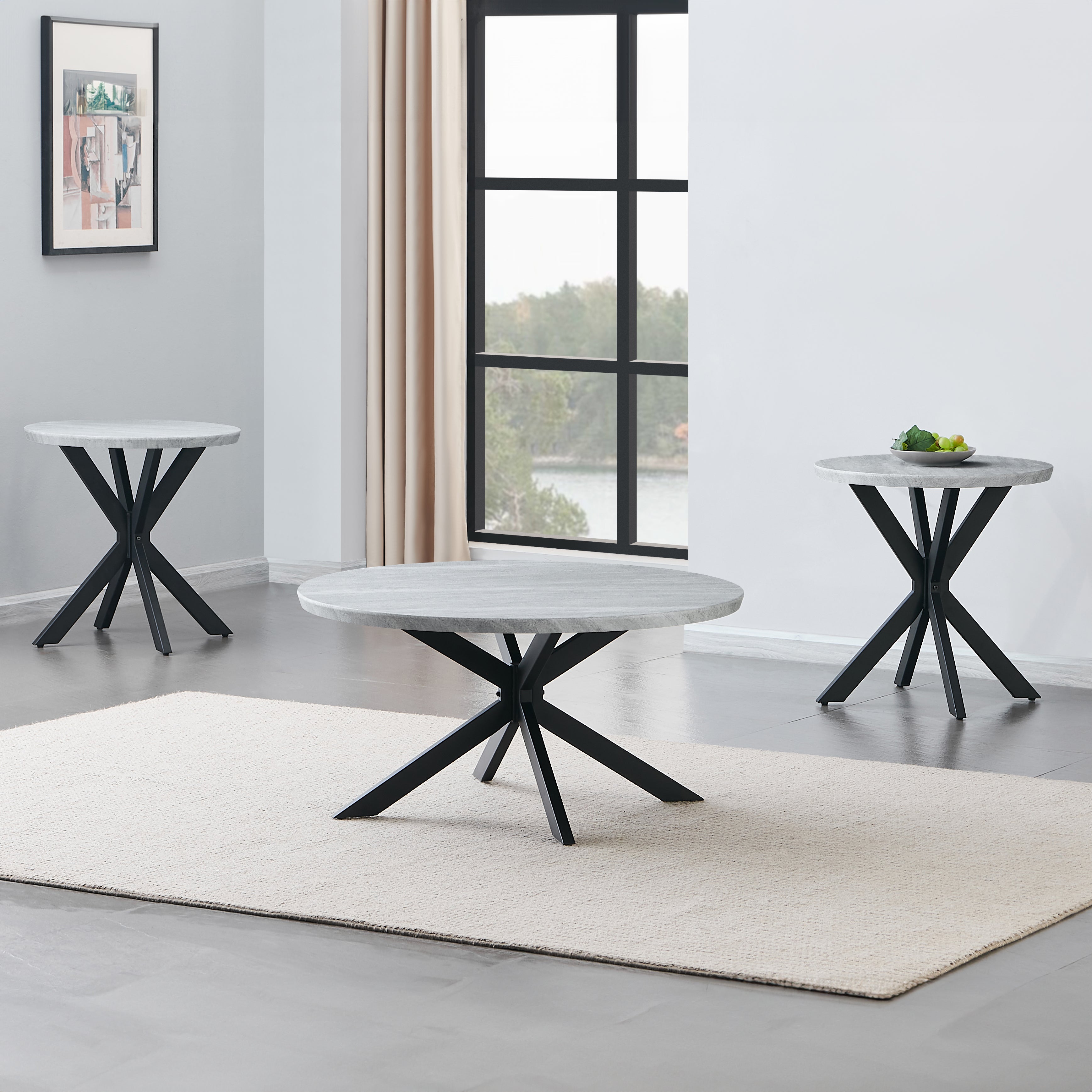Keyla 3-Piece Faux-Marble Occasional Set