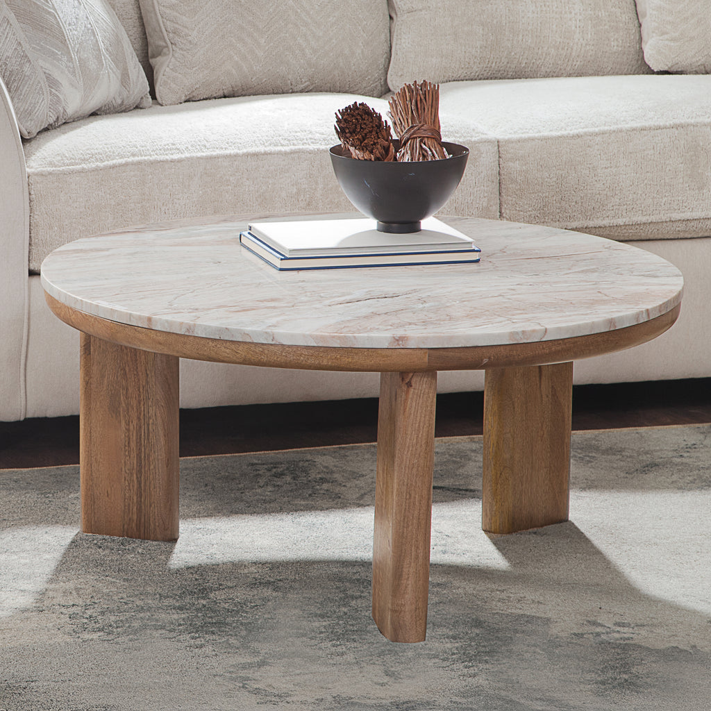 Sidney Brown Marble Top Cocktail Table