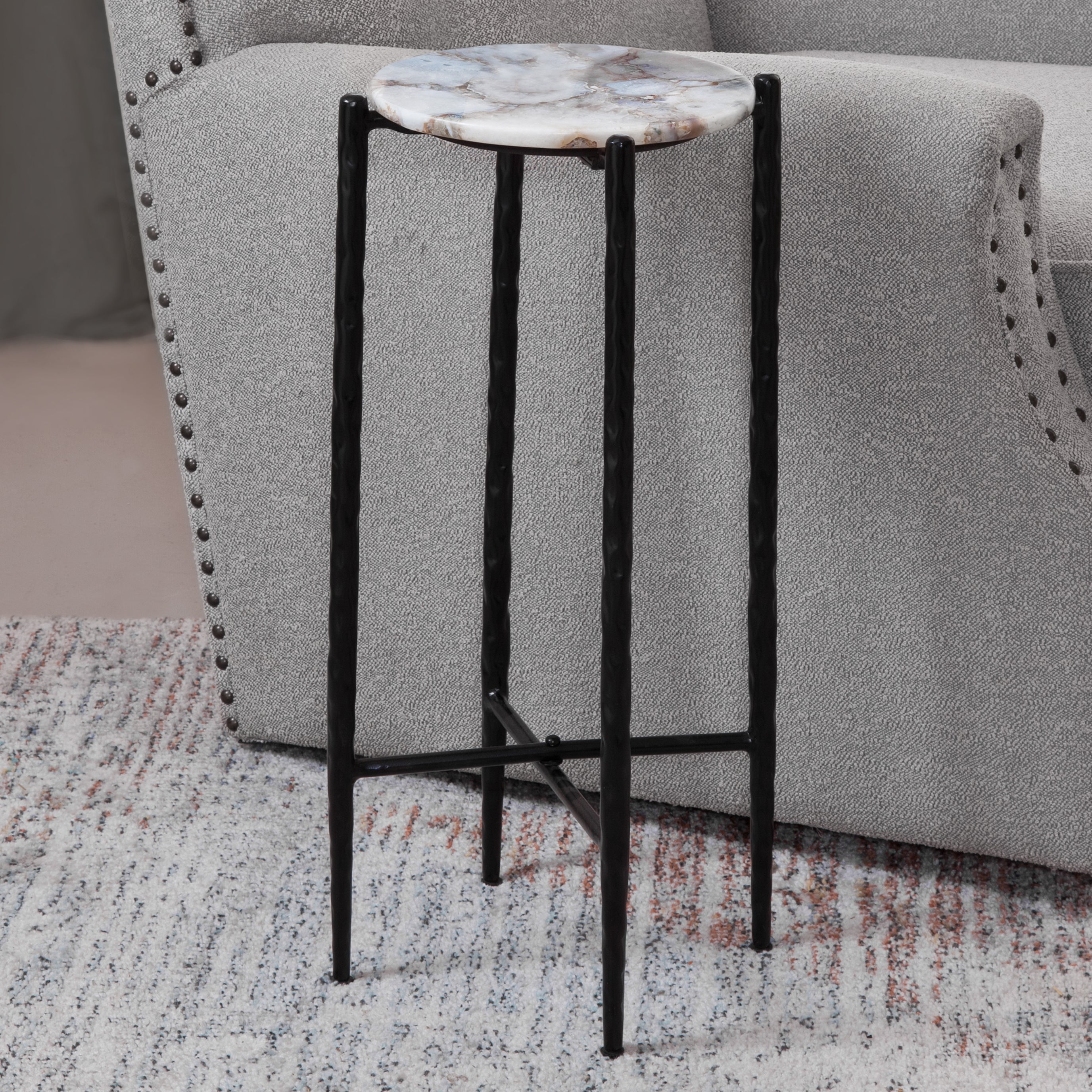 Octavio White Agate Top Chairside Table