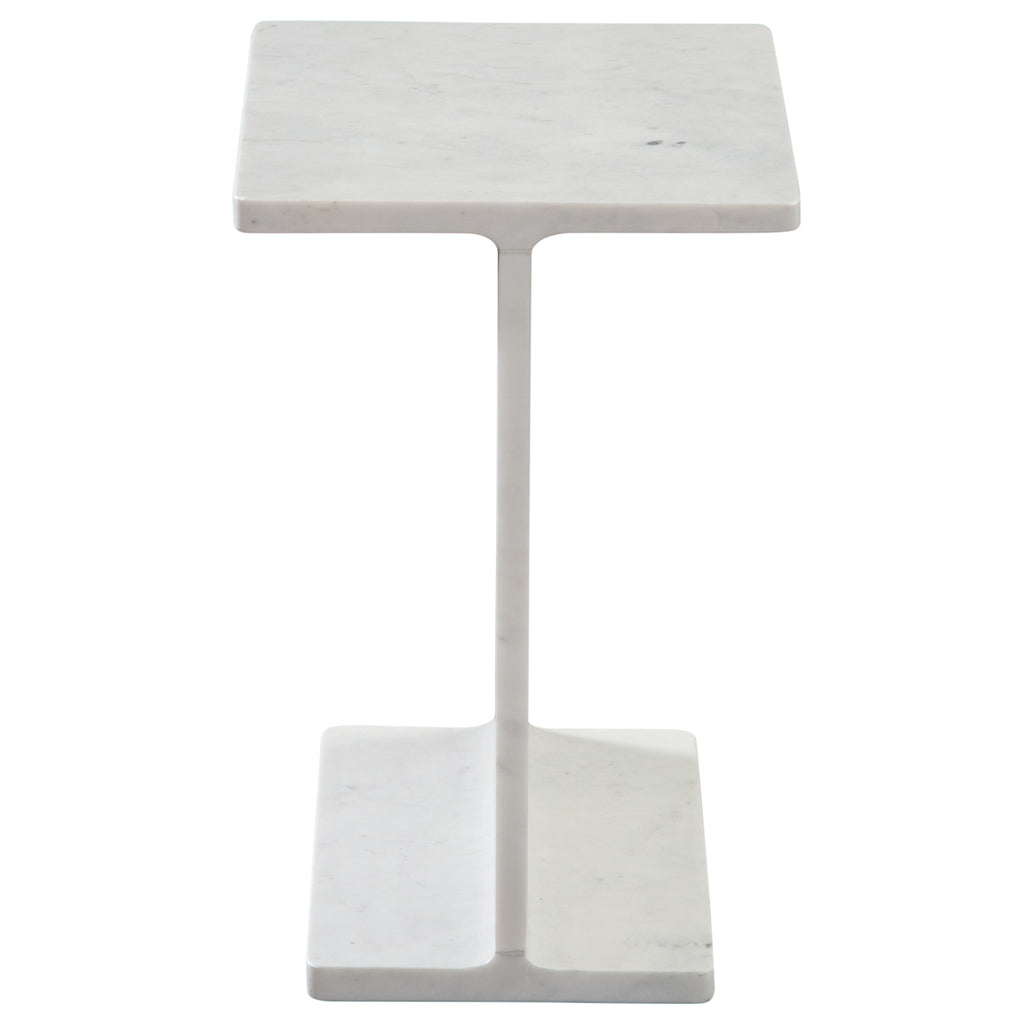 Irma I-Beam White Marble End Table