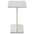 Irma I-Beam White Marble End Table