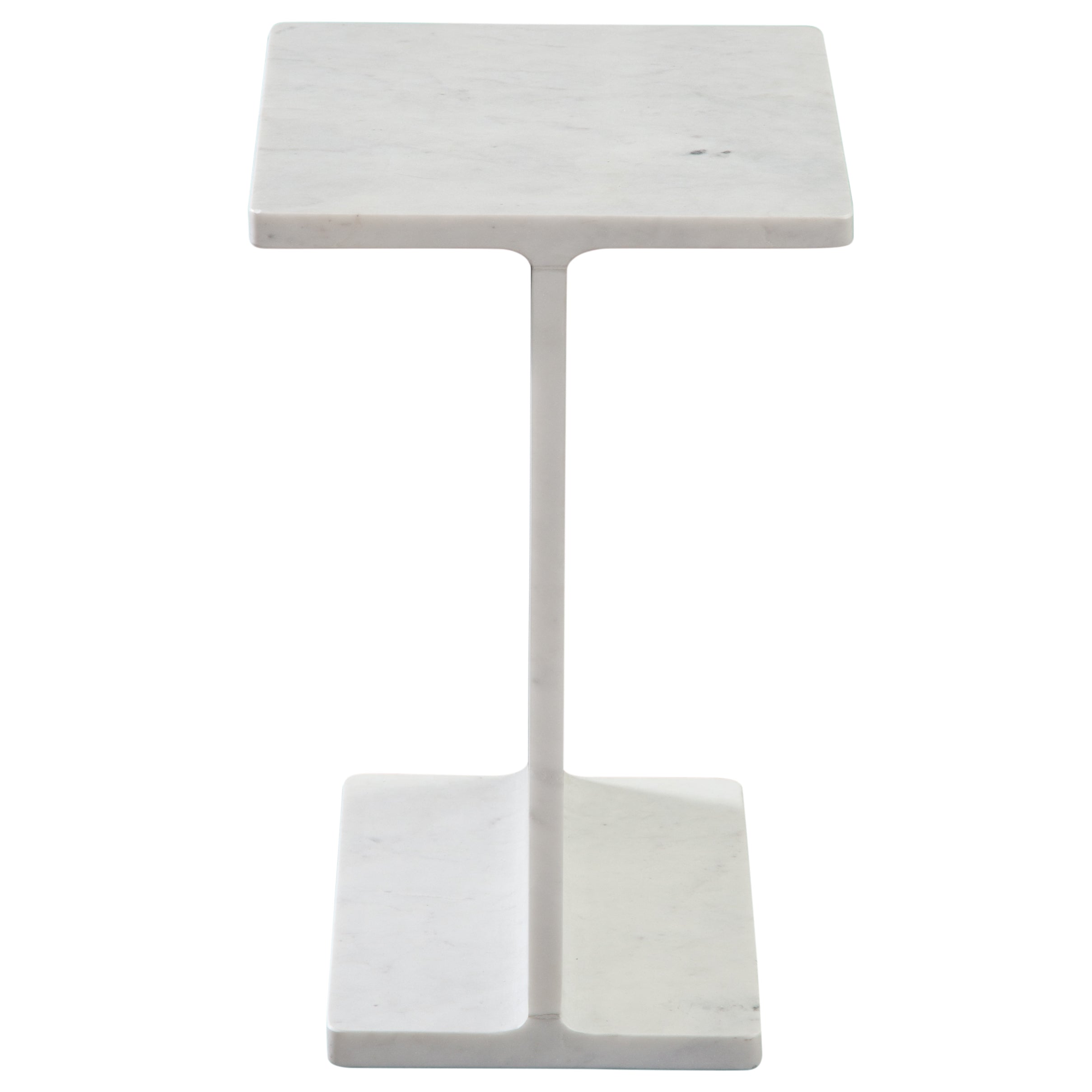Irma I-Beam White Marble End Table