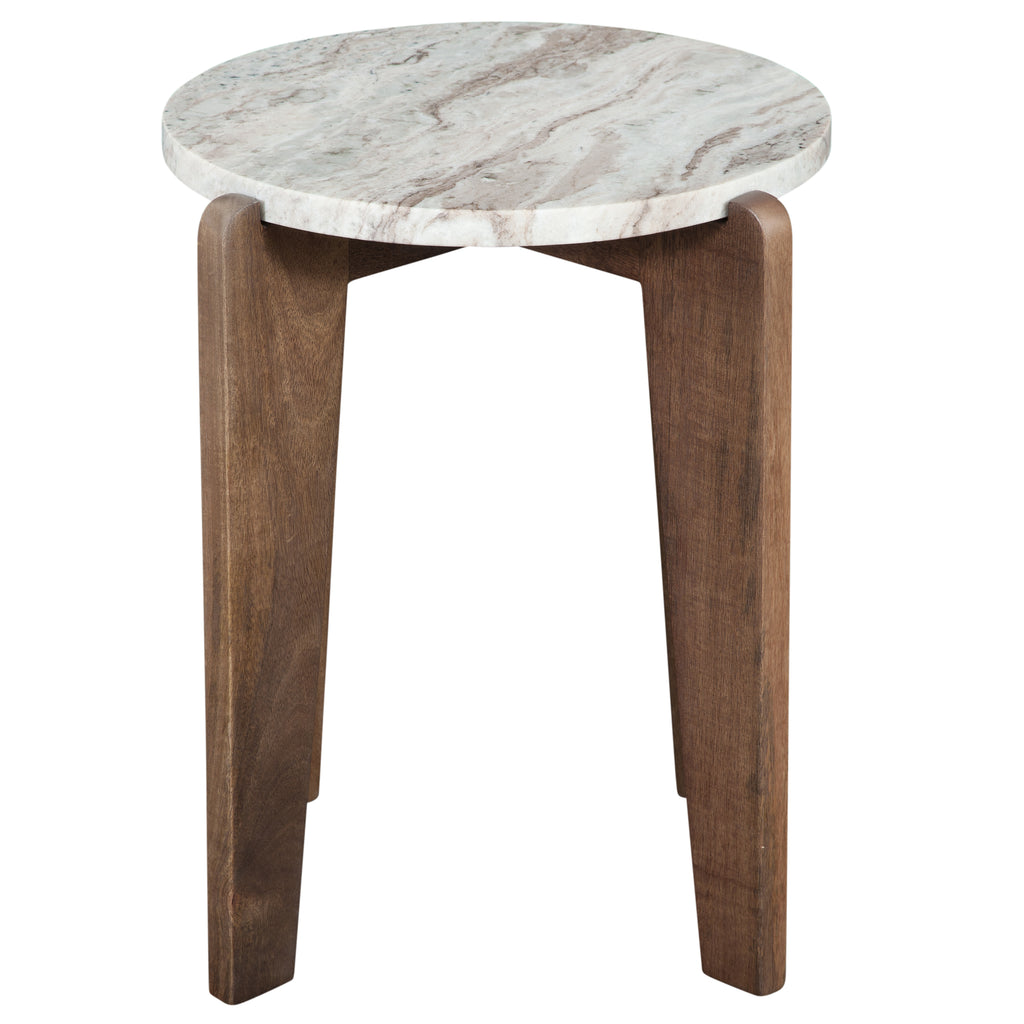 Shavon Brown Marble Top Round End Table