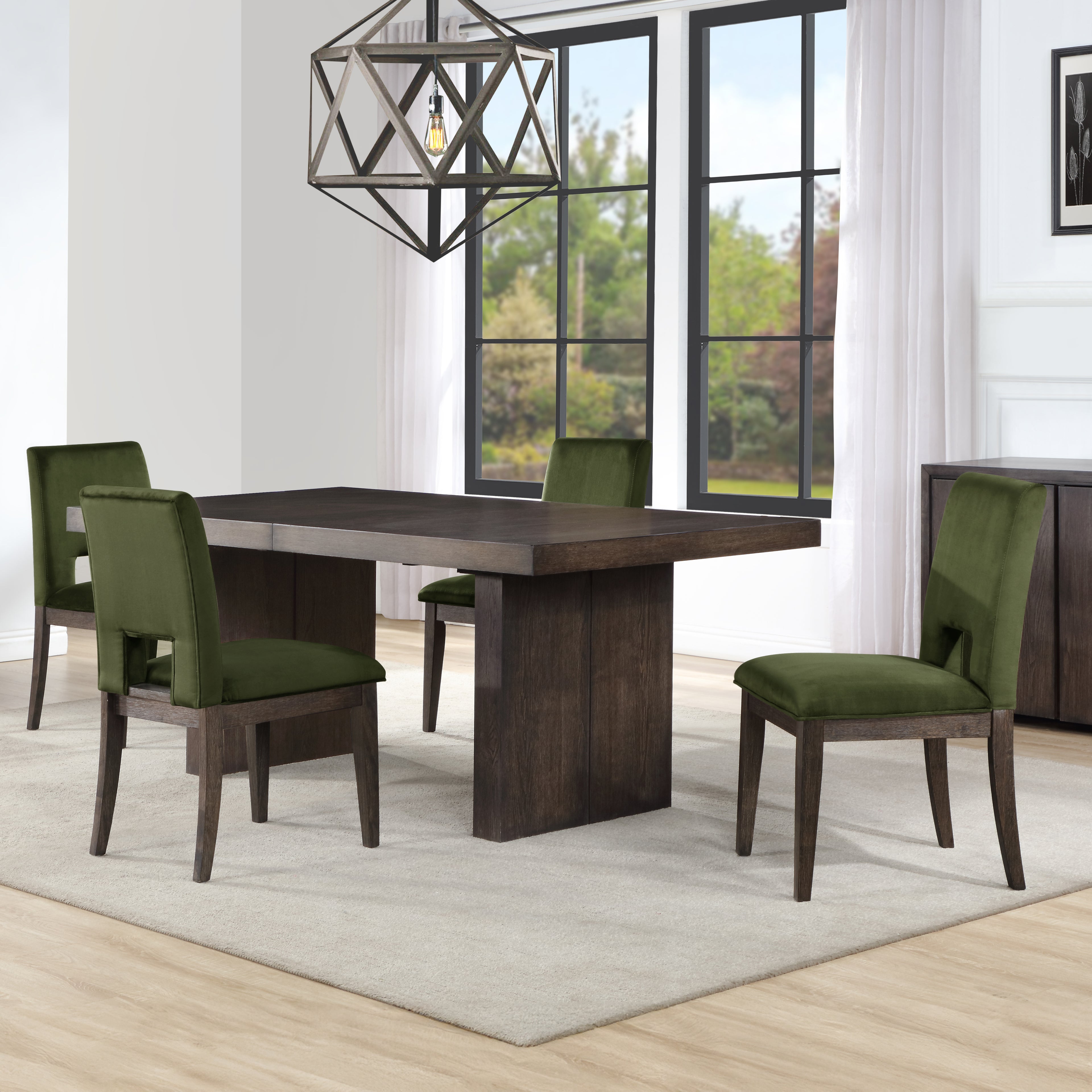 Evan 5-Piece Table Set w Green Chairs