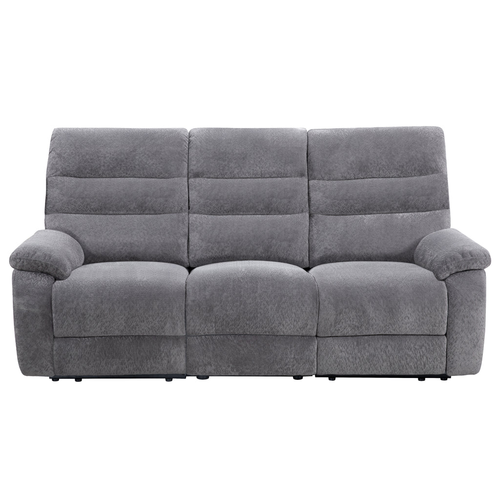 Cozy Gray Manual Recliner Sofa