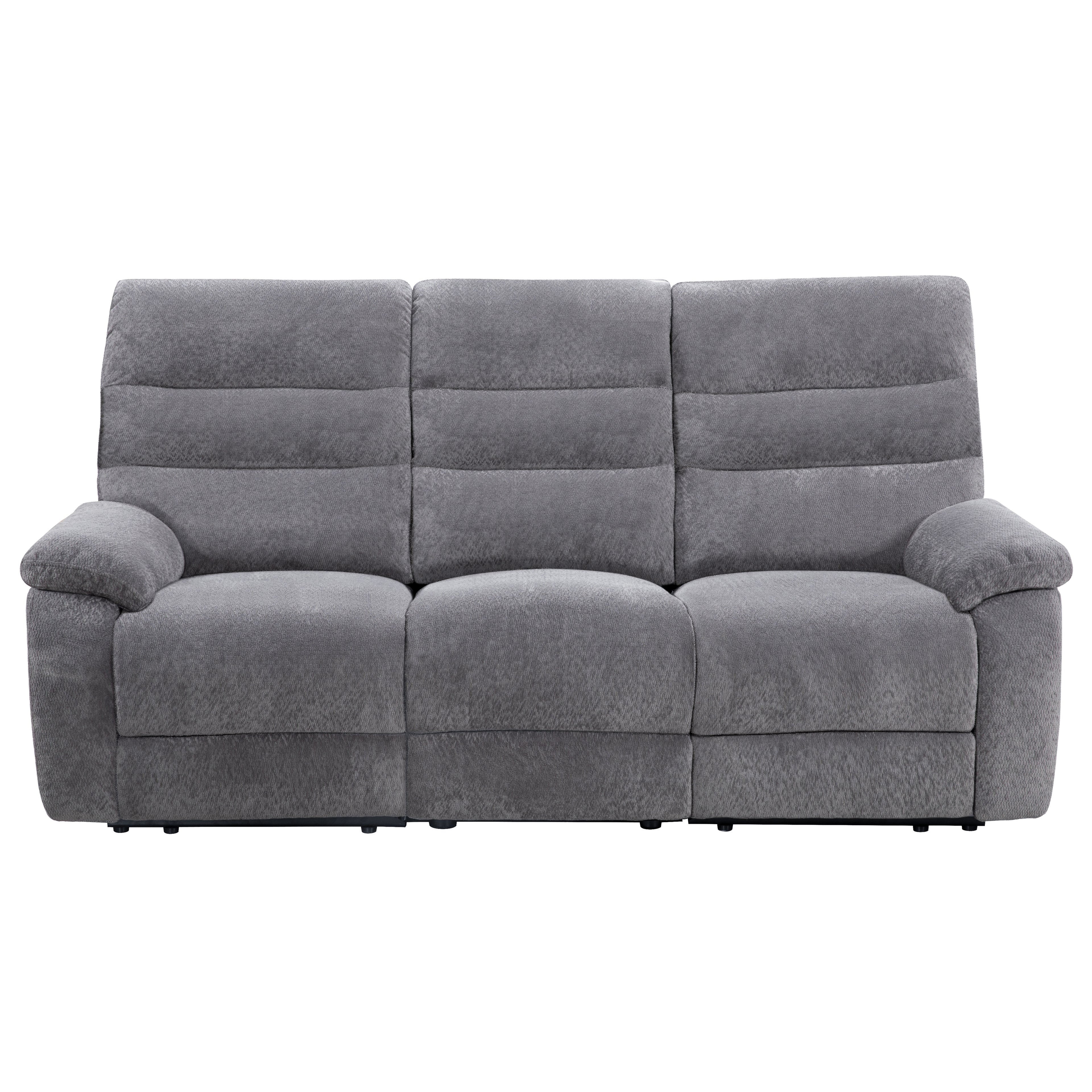 Cozy Gray Manual Recliner Sofa