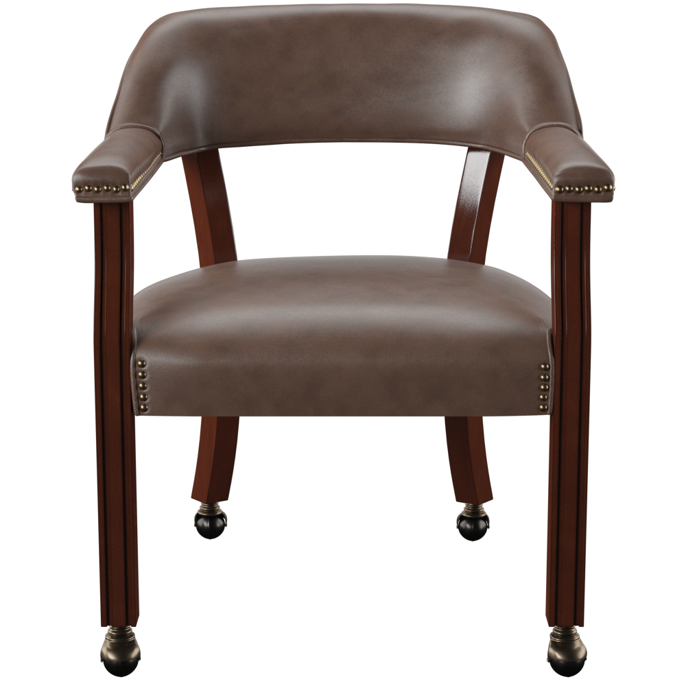 Tournament Arm Chair w/Casters, Brown