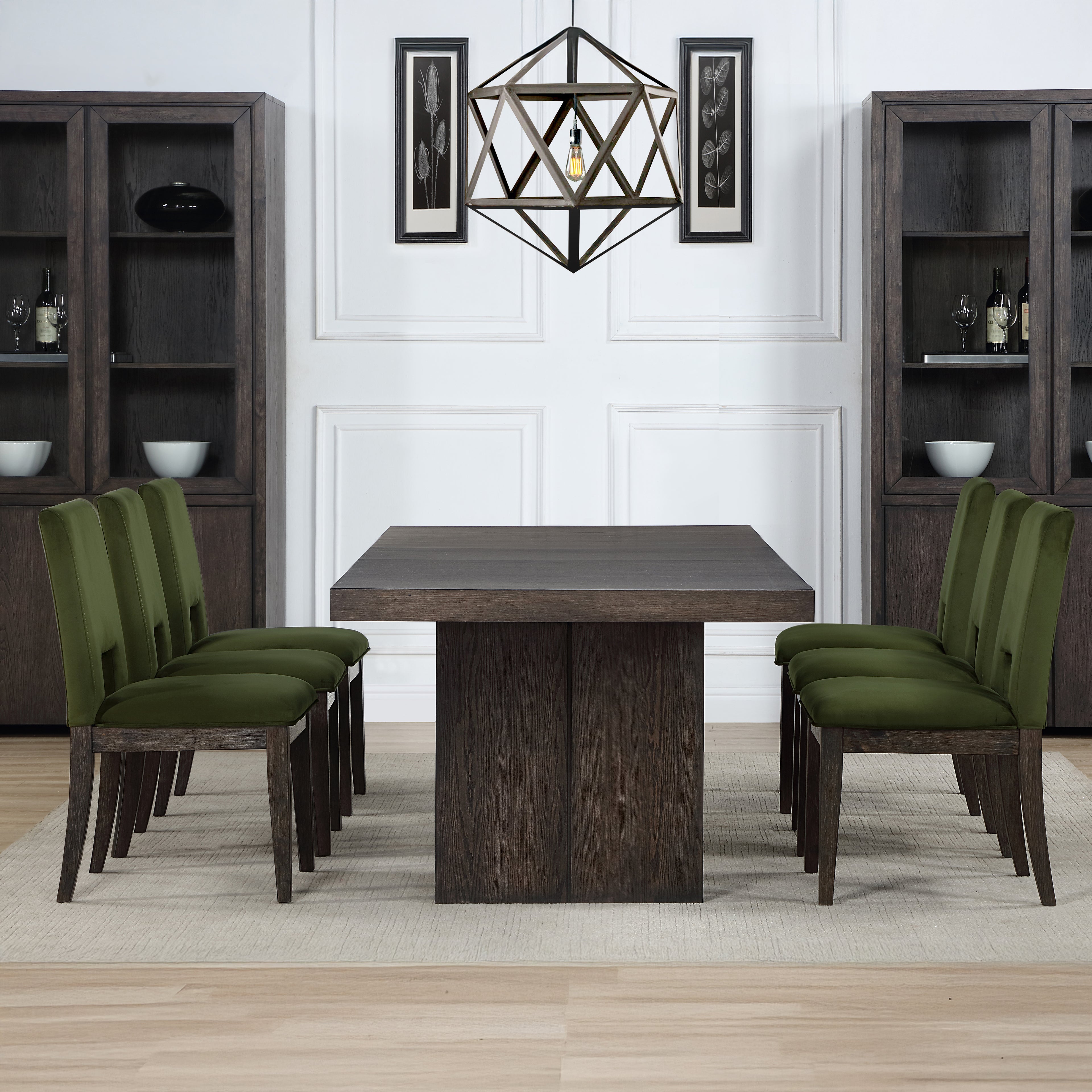 Evan 7-Piece Table Set w Green Chairs