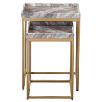 Chantel Brown Marble Top Nesting Tables