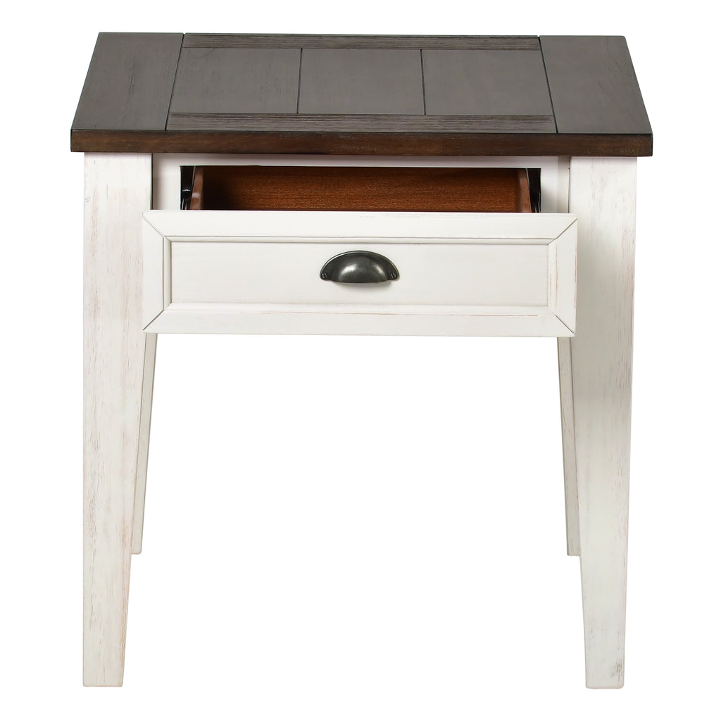 Cayla End Table Dark Oak/White