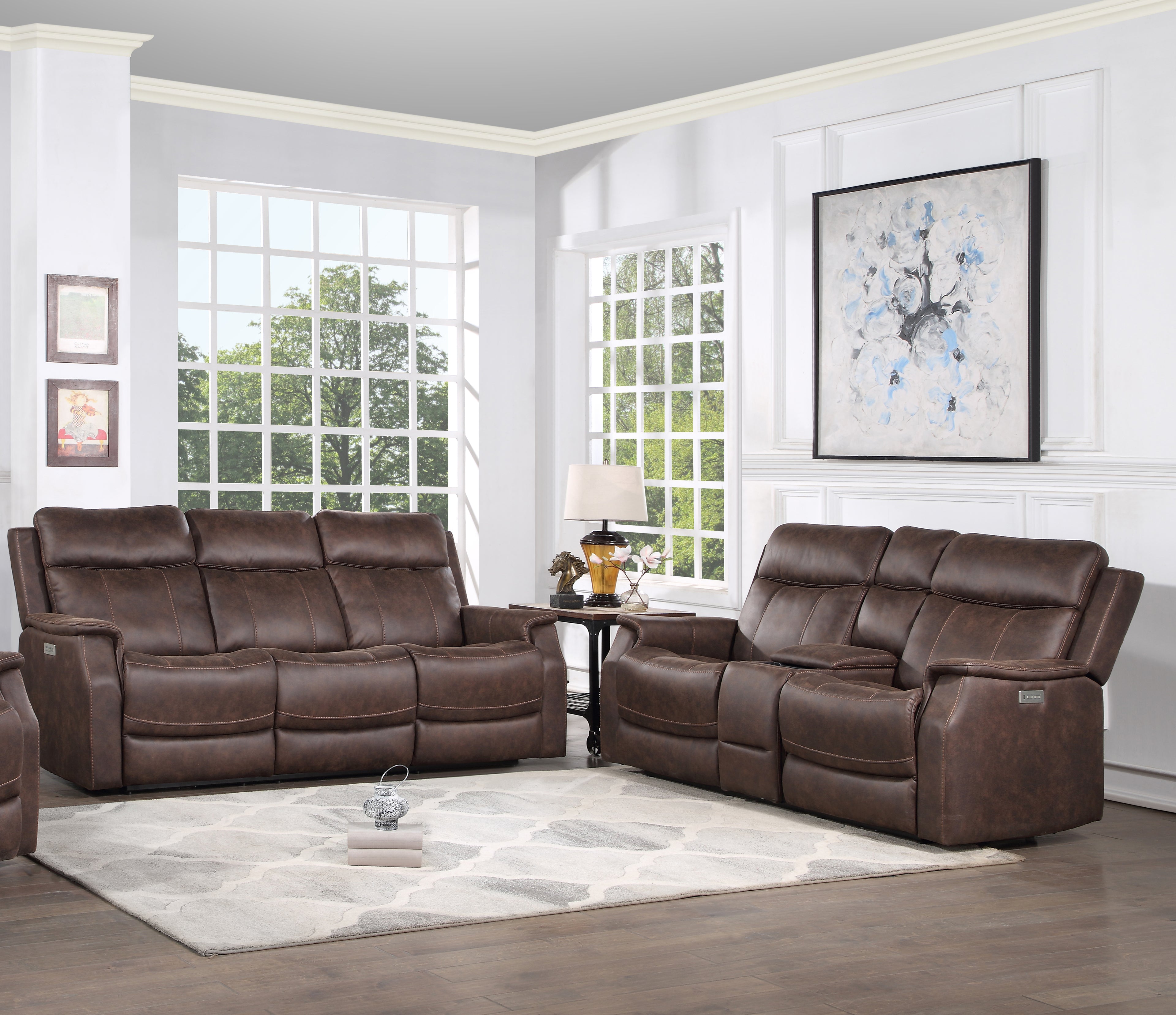 Valencia 2pc Dual Power Rec Walnut