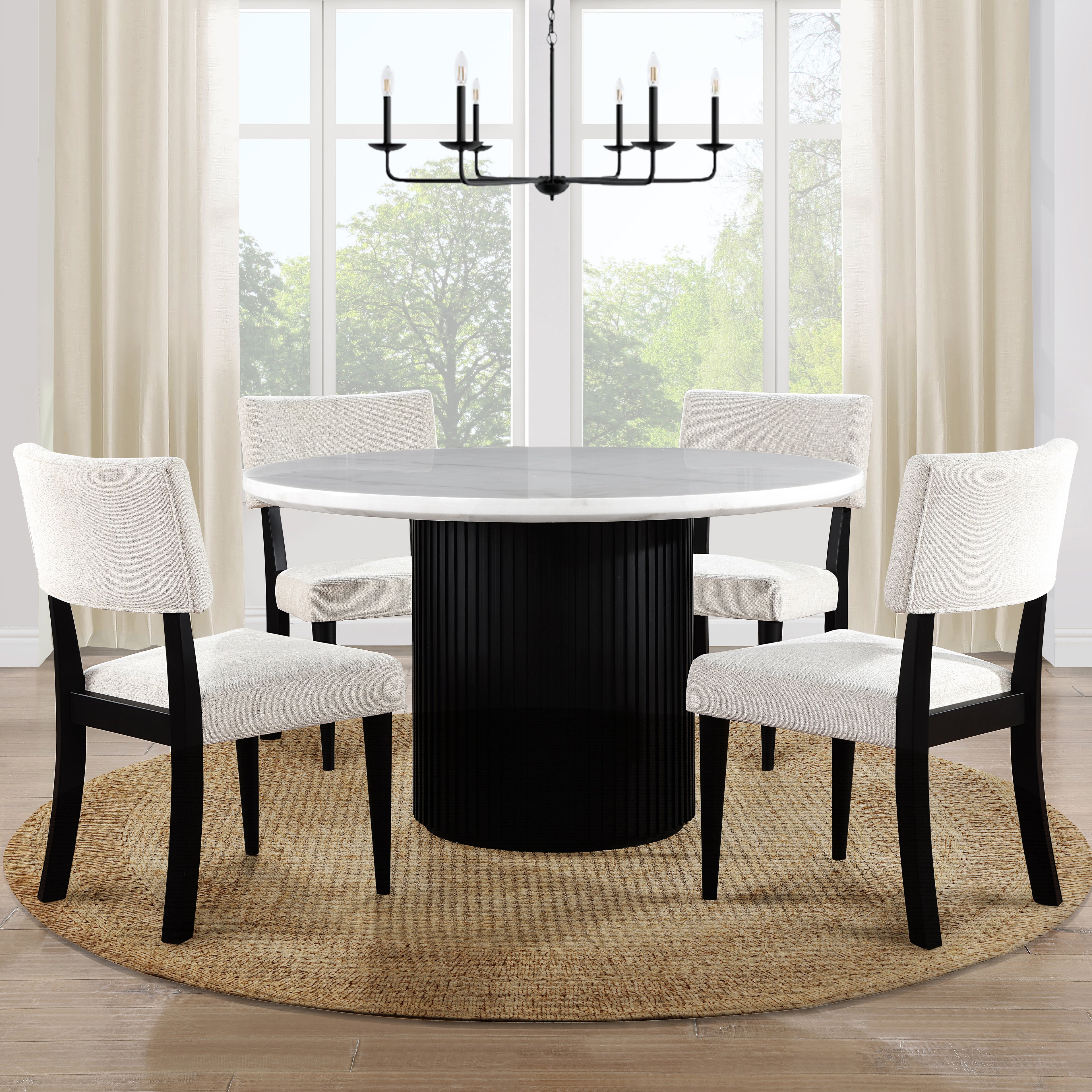 Colvin Black 5pc Dining Set w Marble Top