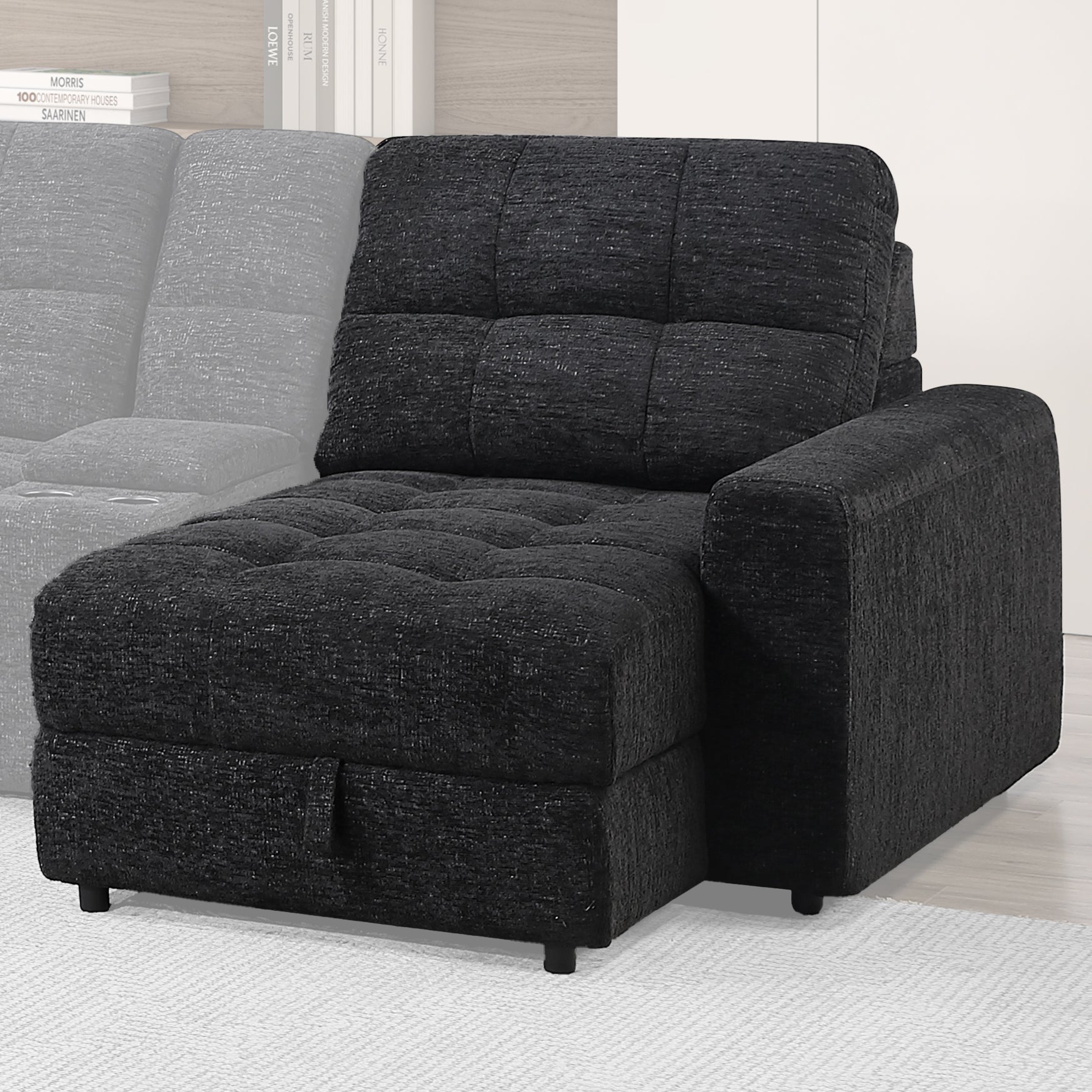 Snyder Black RAF Chaise with Storage