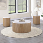 Colvin 3PC White Marble Set, Brown