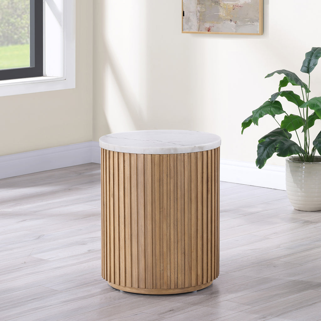 Colvin Brown Marble End Table