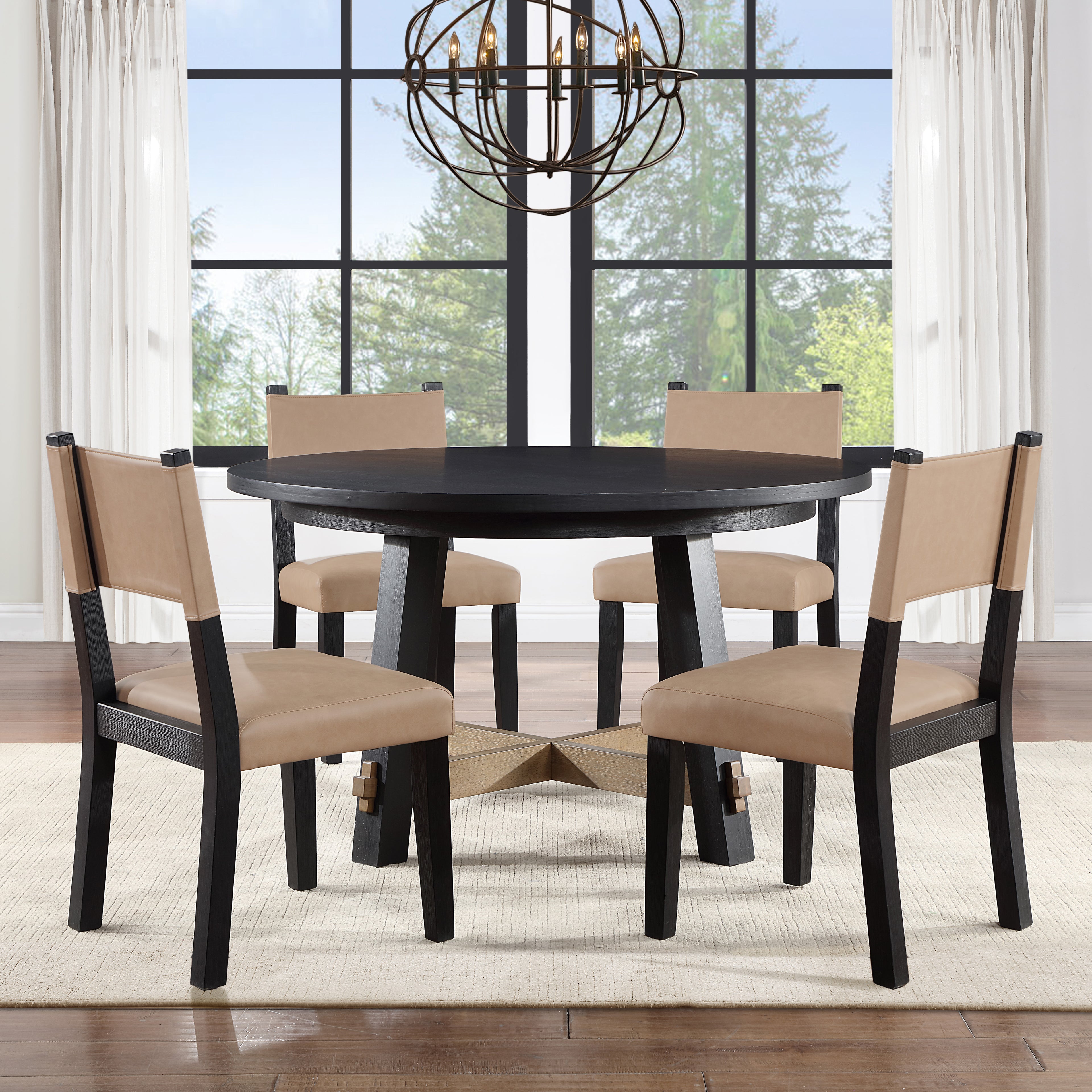 Aubrey Black 5pc Round Dining Set