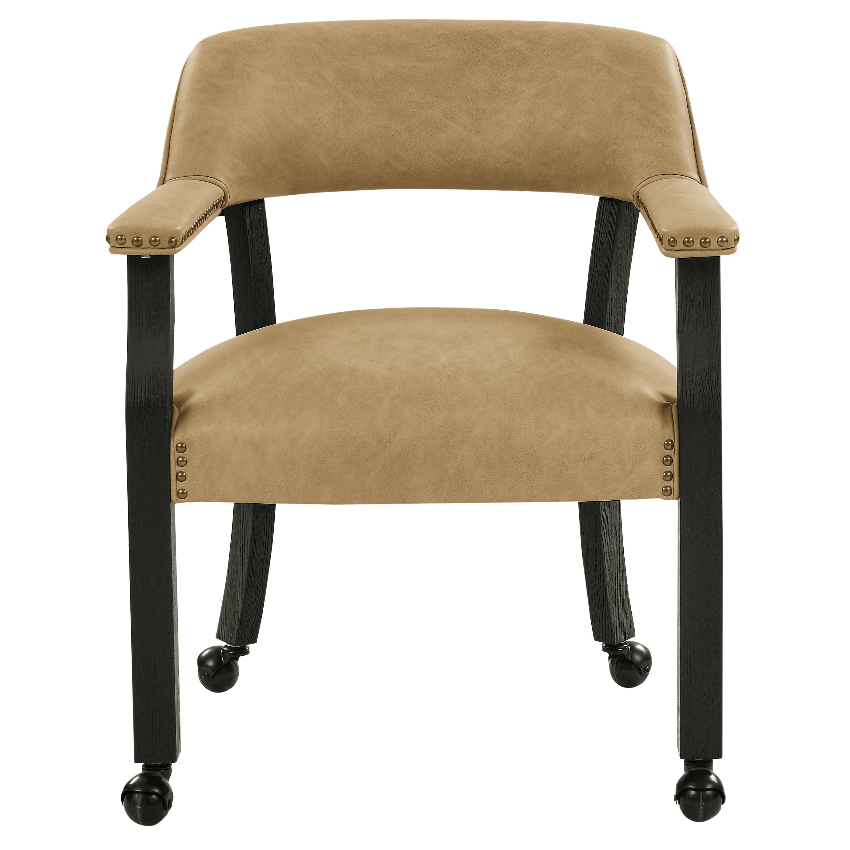 Rylie Dining Sand PU Arm Chair w/Caster