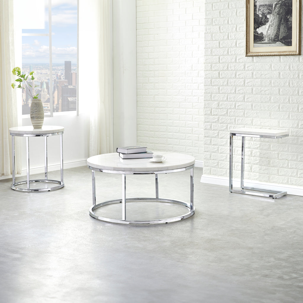 Echo White Chairside End Coffee Table
