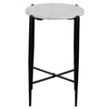Loxie White Marble Top Round End Table