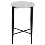 Loxie White Marble Top Round End Table